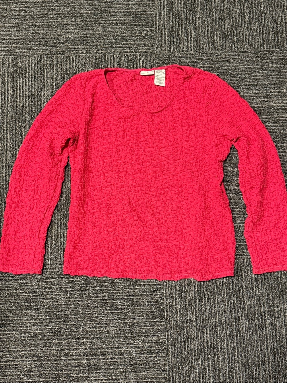 White Stag Textured Long-Sleeve Scoop Neck Top - Bright Pink